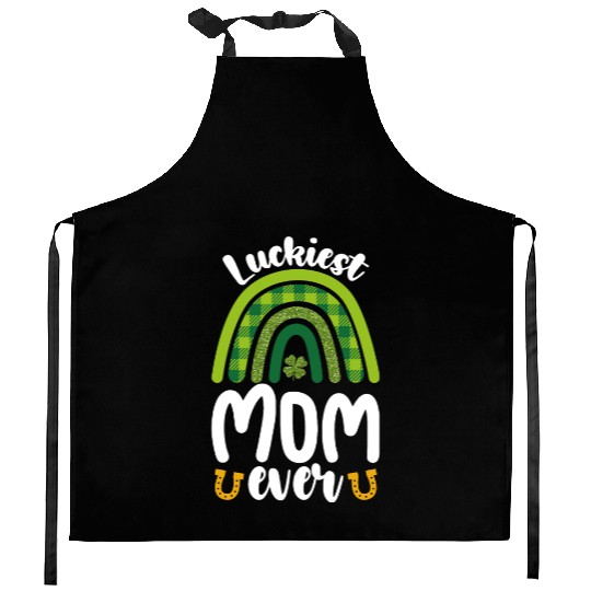 Luckiest Mom Ever Family St Patrick's Day Kitchen Aprons