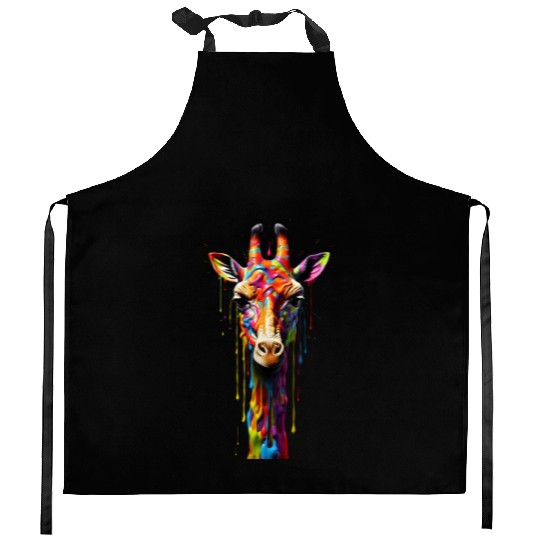 Rainbow Giraffe Kitchen Aprons