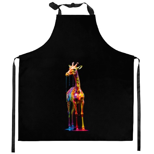 Rainbow Colored Giraffe Kitchen Aprons