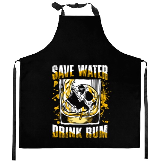 Save water drink rum | pub crawl drinking Kitchen Aprons