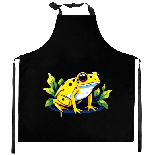 Golden Poison Frog Illustration Kitchen Aprons