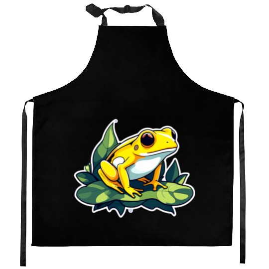 Golden Poison Frog Illustration Kitchen Aprons