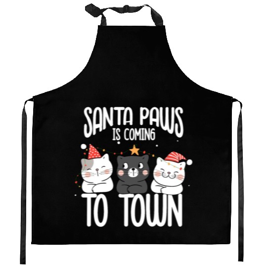 Santa paws is coming to town Kitchen Aprons