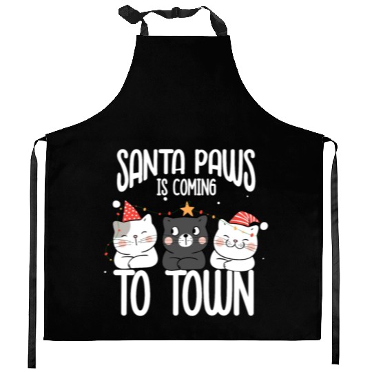 Santa paws is coming to town Kitchen Aprons