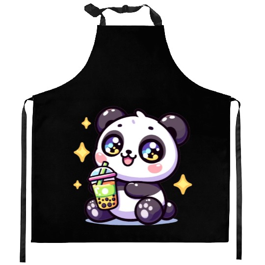 Panda Bubble Tea Boba Kawaii Kitchen Aprons