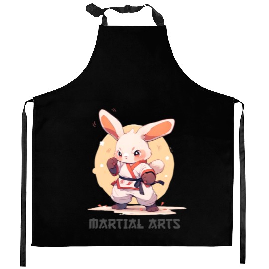 Funny Martial Arts Bunny Rabbit MMA Kawaii Kitchen Aprons