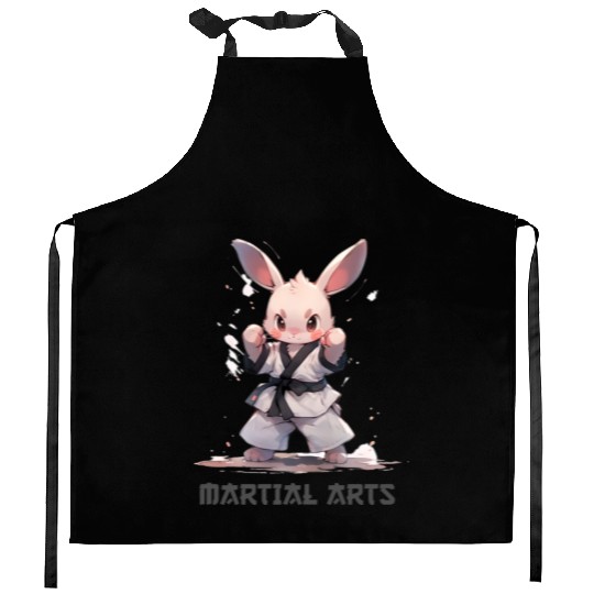 Funny Martial Arts Bunny Rabbit MMA Kawaii Kitchen Aprons
