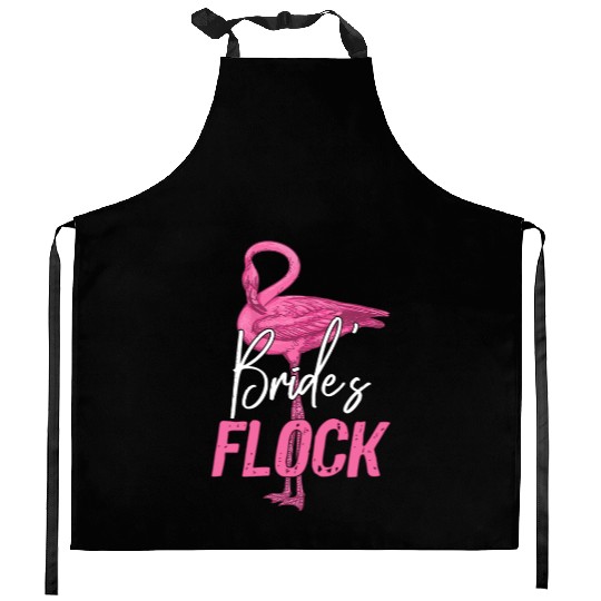 Bride's Flock, Flamingo Bridesmaid Bridal Party Kitchen Aprons