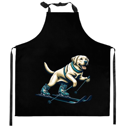 Dog Labrador Retriever Skiing Skier Ski Vacation Kitchen Aprons