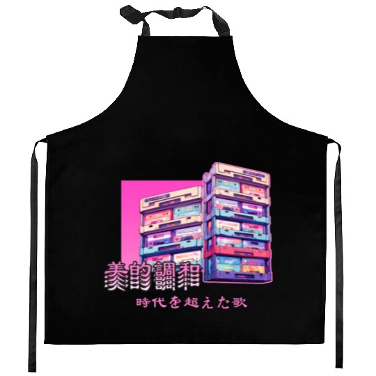 Retro Old Cassette Tapes Japanese Y2K Aesthetic Va Kitchen Aprons