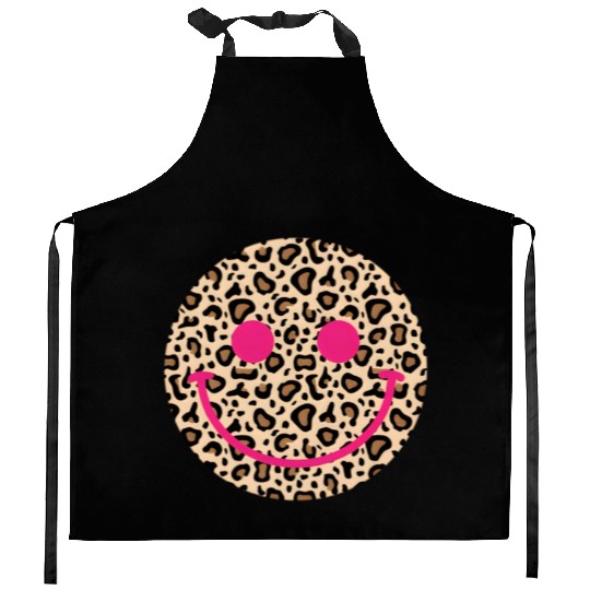 Leopard Happy Face Kitchen Aprons