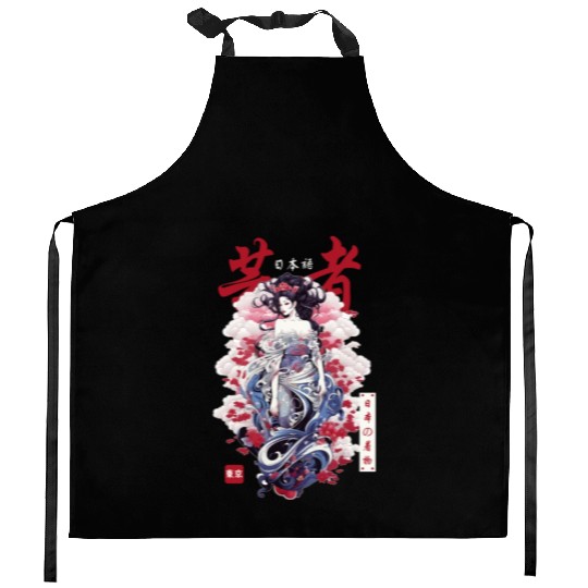 Japanese Streetwear Geisha Japan Kimono Girl Haraj Kitchen Aprons