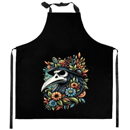 Spooky Halloween Horror Plague Doctor Black Death Kitchen Aprons