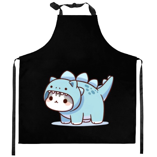 Cat in Stegosaurus Costume Kitchen Aprons