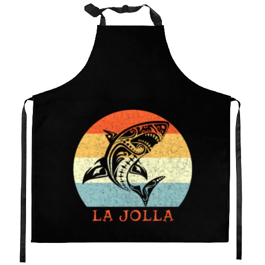 La Jolla California Vacation Tribal Shark Kitchen Aprons