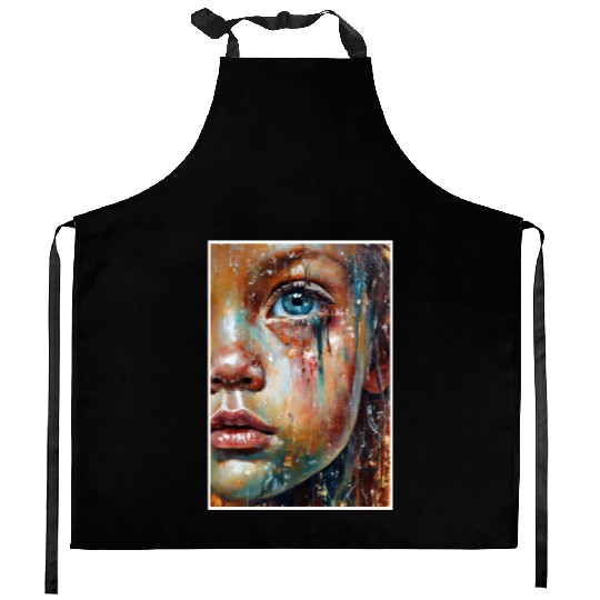 Abstract Sad Girl Unhappy People Sadness Kitchen Aprons