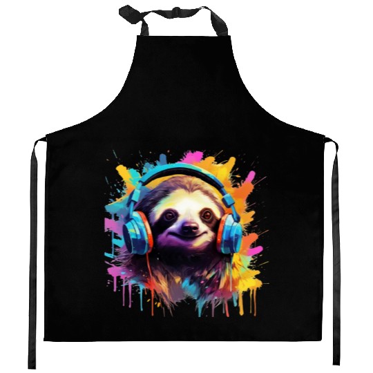 Sloth DJ Kitchen Aprons