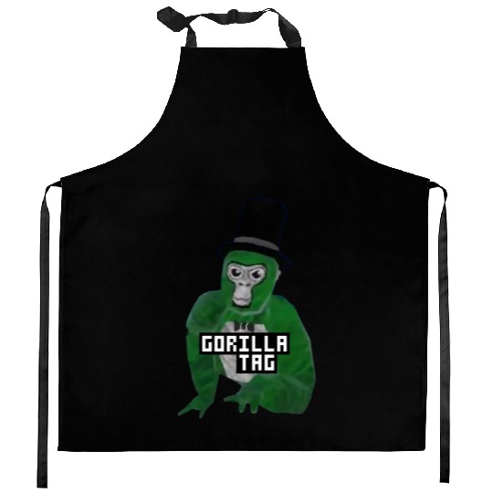 Gorilla Tag Monkey Green Hat Gorilla by POLKART Kitchen Aprons