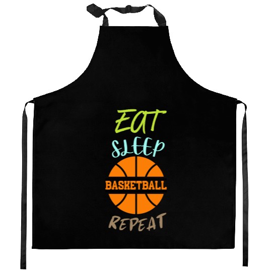 Eat Sleep Repeat Basketball Coach Player Kitchen Aprons
