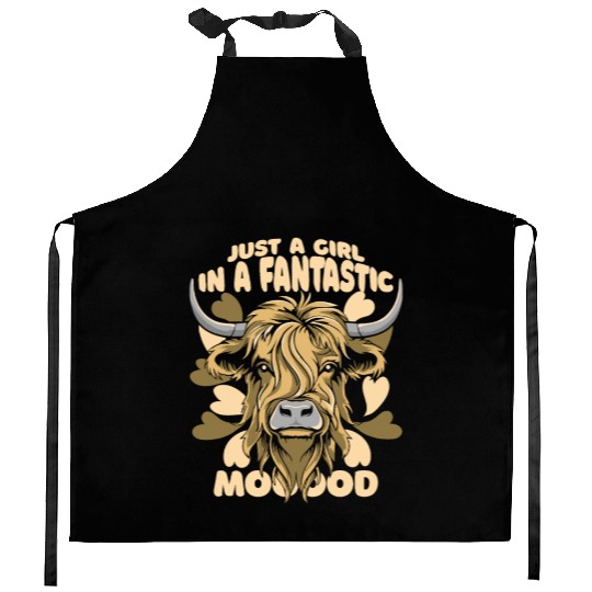 A Girl In A Fantastic Mood Highland Cow Highland Kitchen Aprons