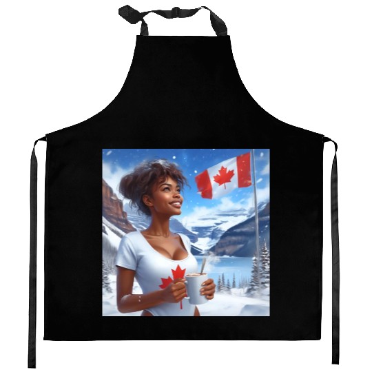 Canadian Winter Snow in Banff Canada Kitchen Aprons