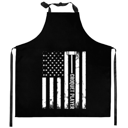 Croquet US Flag Croquet Player Kitchen Aprons