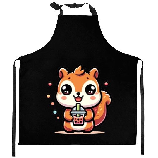 Kawaii Squirrel Bubble Tea Cute Animal Squirrel Kitchen Aprons