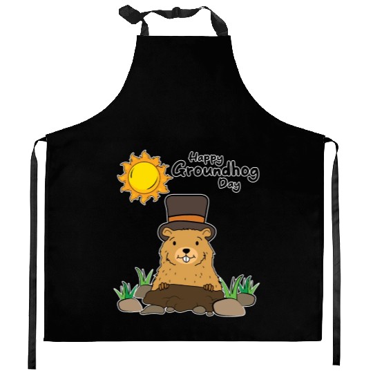 Happy Groundhog Day Animal Groundhog Spirit Rodent Kitchen Aprons