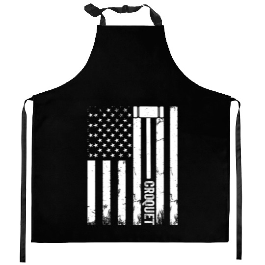 Croquet Player US Flag Croquet Kitchen Aprons