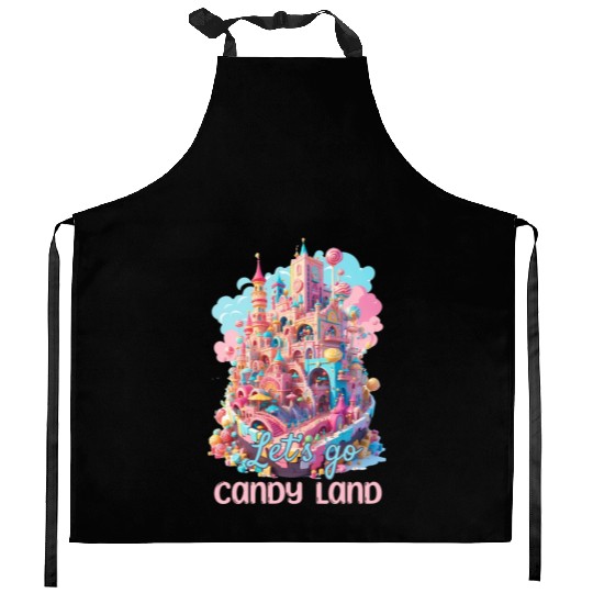 Let's Go Candy Land Graphic Kitchen Aprons