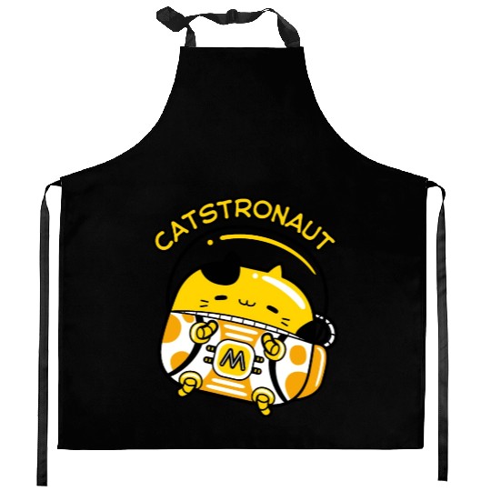 Cat Astronaut Meow Cute Fruit Yellow Butter Kitty Kitchen Aprons