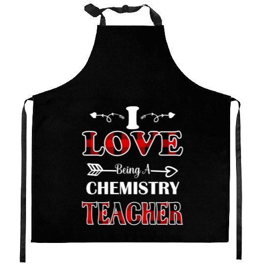 Chemistry Teacher valentines day red plaid28 Kitchen Aprons