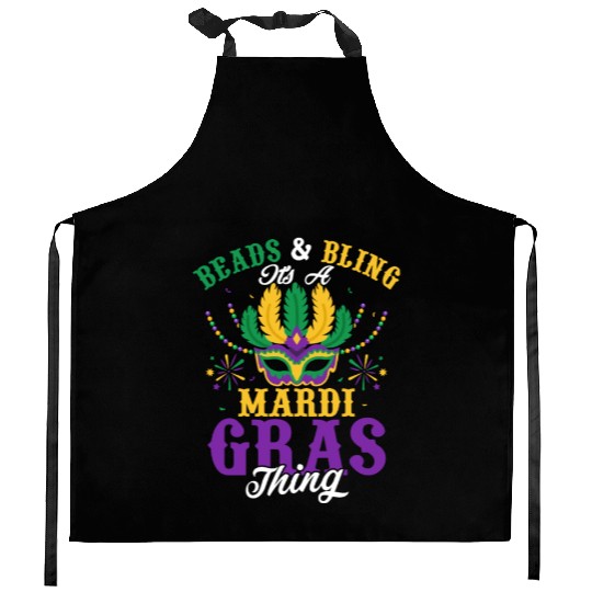 Beads & Bling It's A Mardi Gras Thing Party Carniv Kitchen Aprons
