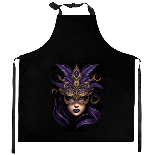 Mardi Gras Women Mardi Gras Mask Carnival Street Kitchen Aprons