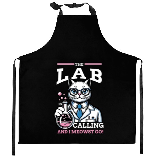 Girls Lab Calling Science Funny Lab Cat Laboratory Kitchen Aprons