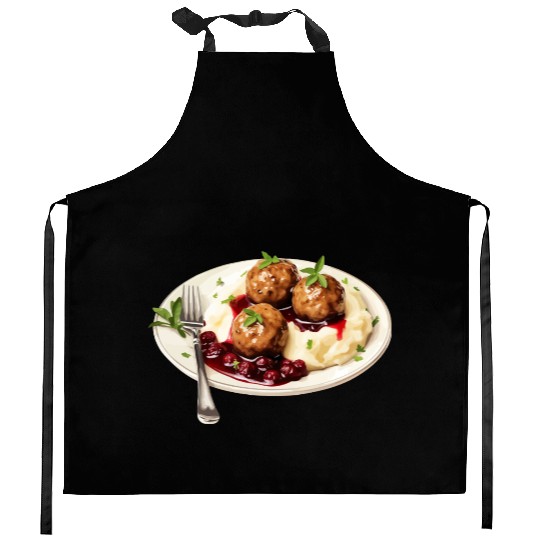 Swedish Meatballs Served With Mashed Potatoes and Kitchen Aprons