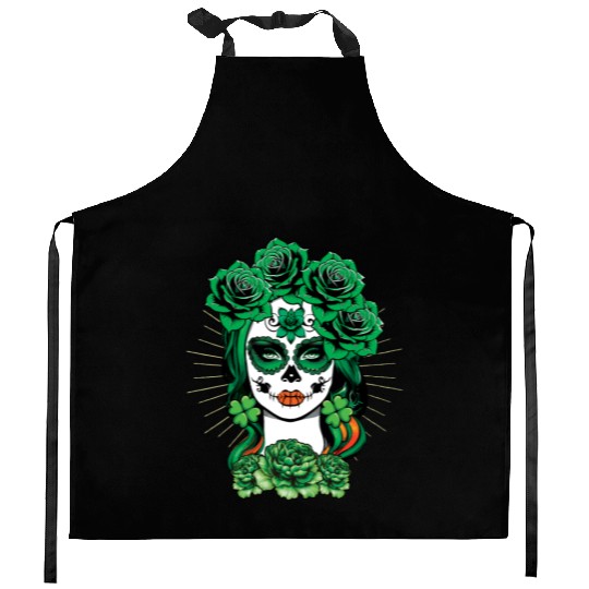 St Patrick's Day Dia De Los Muertos La Calavera Kitchen Aprons