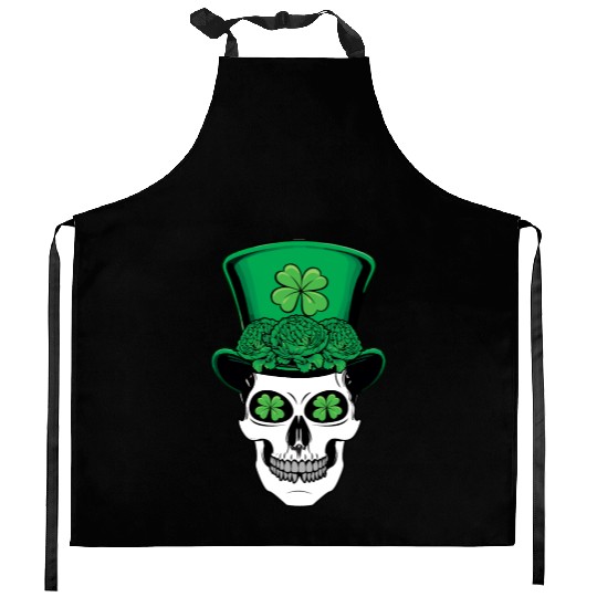 St Patrick's Day Dia Los Muertos Shamrock Cool Kitchen Aprons