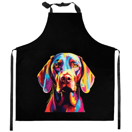 Watercolor Colorful Vizsla Kitchen Aprons