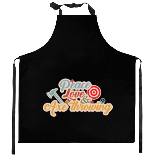 Peace Love And Axe Throwing Funny Axe Throwing Kitchen Aprons
