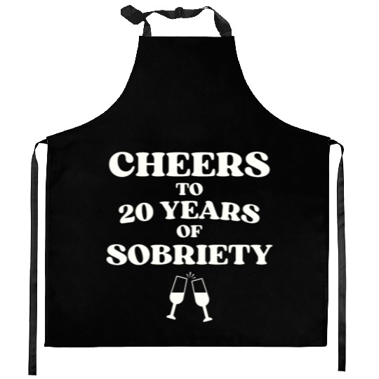 Cheers to 20 YEARS of Sobriety Sober Humor Fun Cel Kitchen Aprons