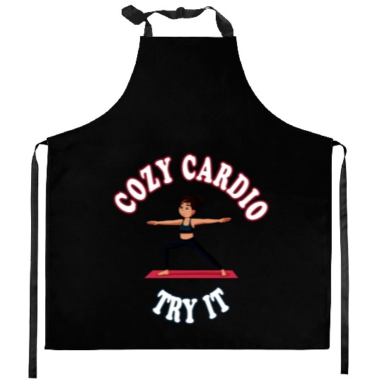 Cozy Cardio Try It Fitness & Gym lovers Gift Kitchen Aprons