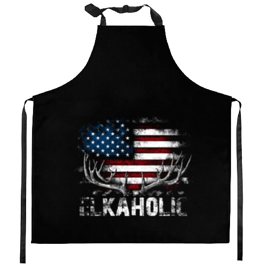 Elk Hunting Elkaholic Hunters Kitchen Aprons