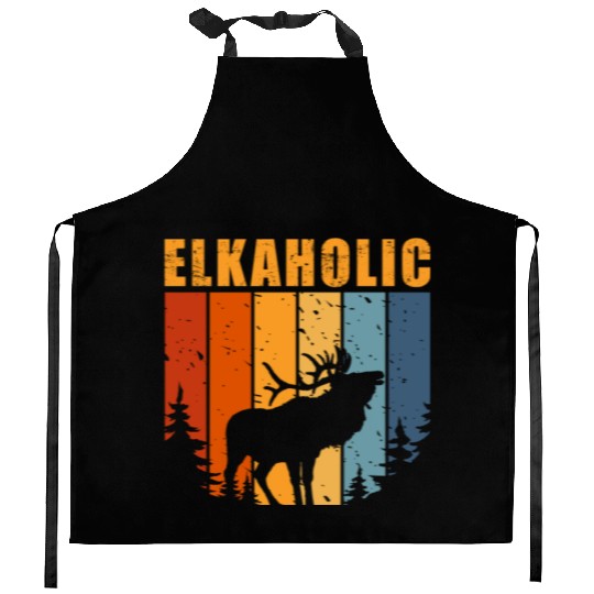 Elk Hunting Elkaholic Hunters Kitchen Aprons