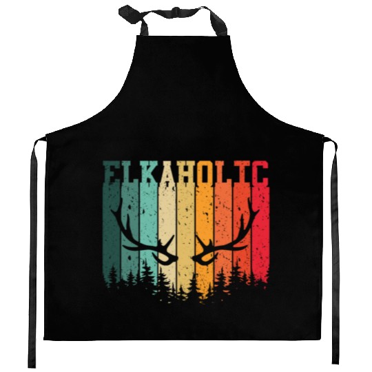 Elk Hunting Elkaholic Hunters Kitchen Aprons