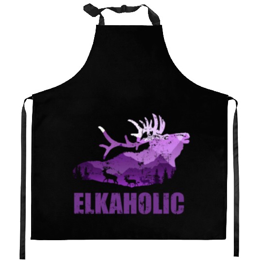 Elk Hunting Elkaholic Hunters Kitchen Aprons