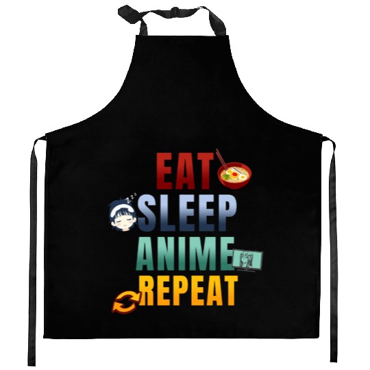Eat Sleep Anime Repeat Cute Manga Animes Kitchen Aprons
