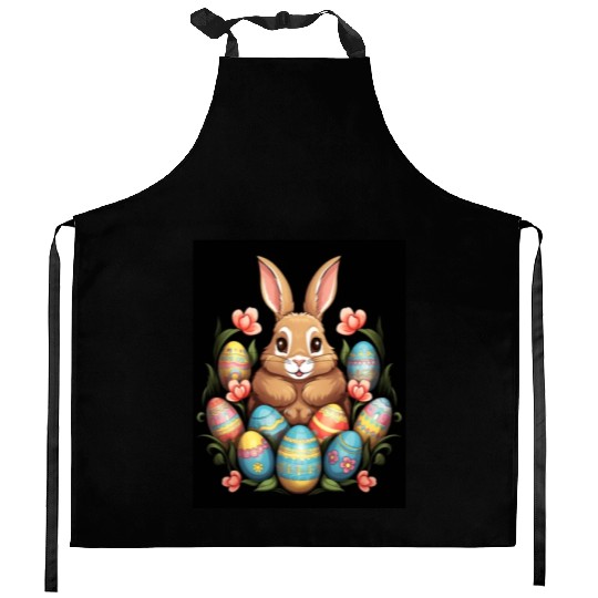 Easter Bunny Rabbit Colorful Eggs Easter Egg Hunt Kitchen Aprons