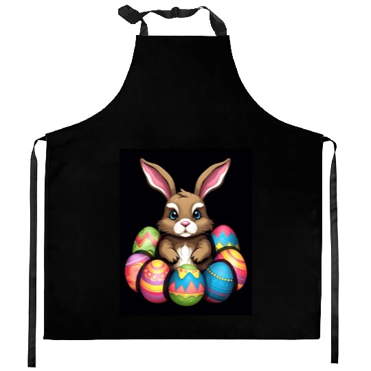 Easter Bunny Rabbit Colorful Eggs Easter Egg Hunt Kitchen Aprons
