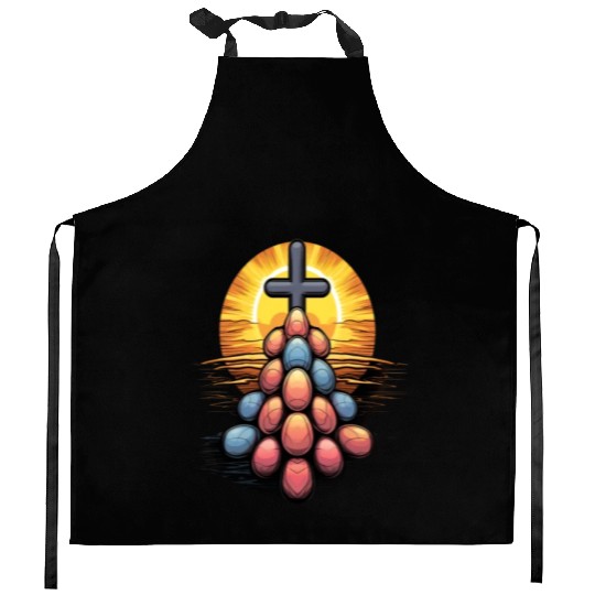 Christian Easter Day Cross Easter Egg Hunt Kitchen Aprons